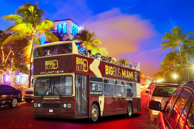 Miami: Open-top Bus Sightseeing Night Tour with Live Guide